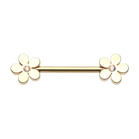 WILDKLASS Golden Grand Plumeria Flower Nipple Barbell Ring