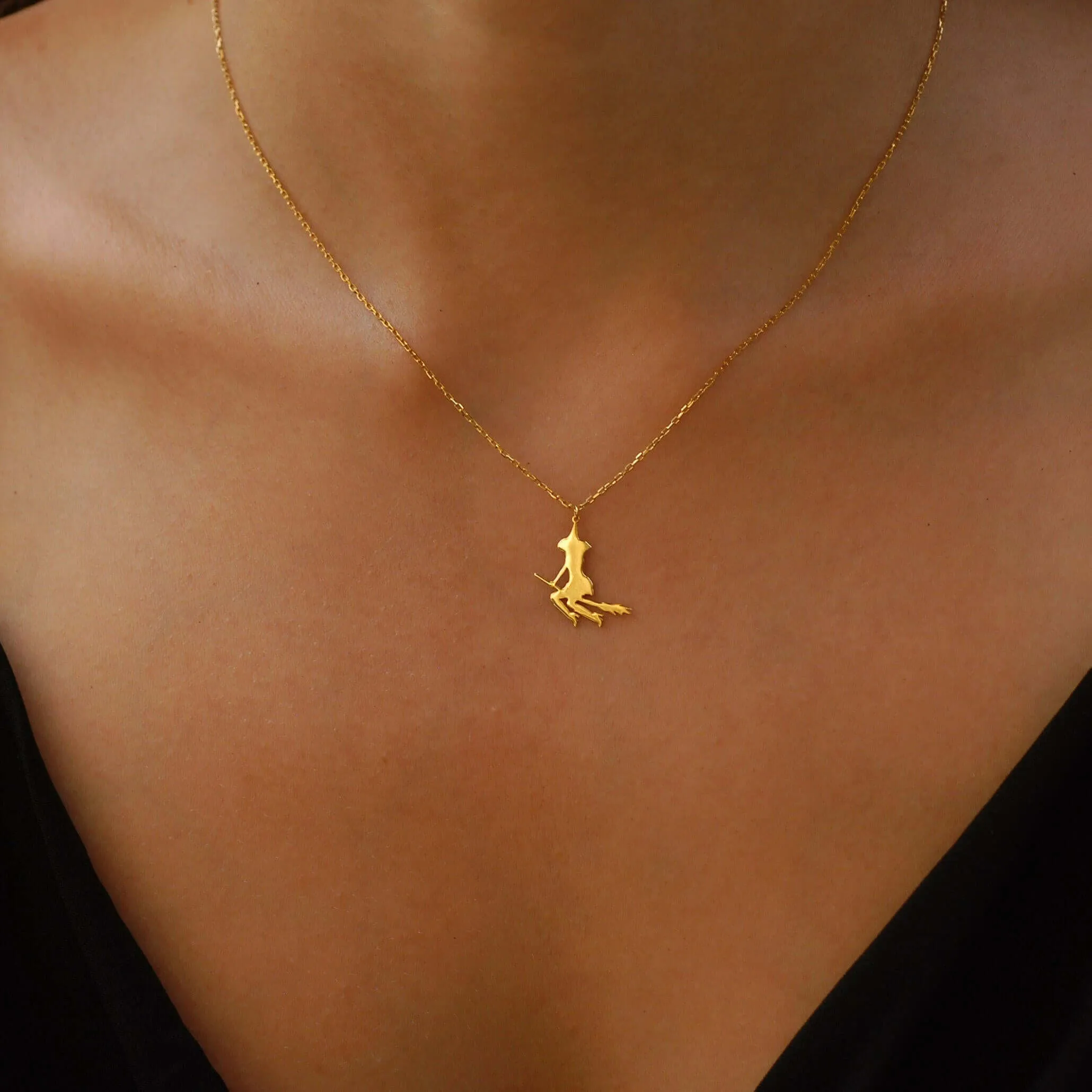 Witch Necklace  | 14K Solid Gold