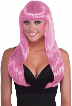 Women's Sassy Long Wig w/Bangs Costume Accessory